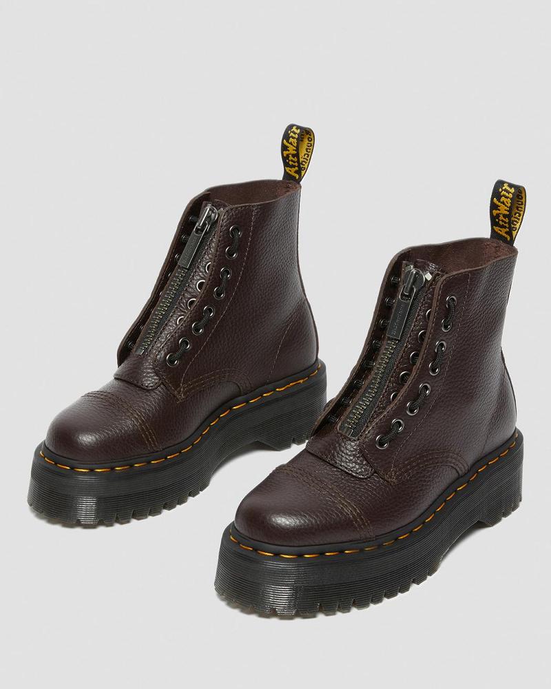 Botas Plataforma Dr Martens Sinclair Milled Nappa Cuero Mujer Vino | MX 525ILH